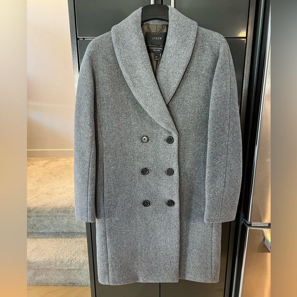 Jcrew The shawl-collar coat in stadium-cloth Size 00 in Heather Grey